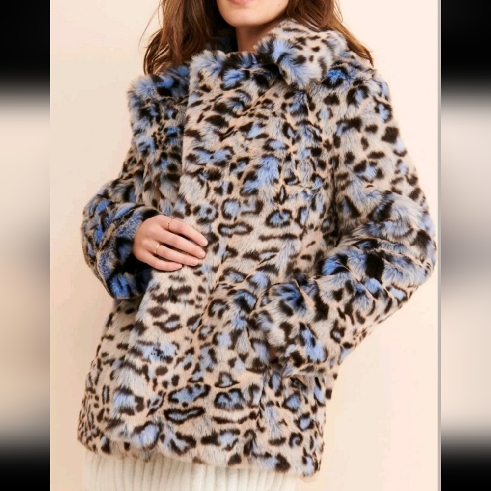 Avec Les Filles Cozy Leopard Print Faux Fur Coat